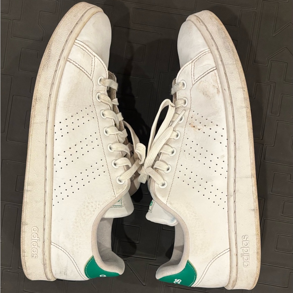 Adidas Men's White Sneakers with Green Accents